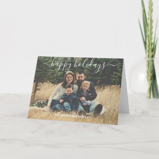 Weihnachten Elegante Typografie Add Your Foto Temp Karte (Vorderseite)