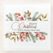 Weihnachten Elegante Wasserfarbe Glasuntersetzer (Vorderseite)