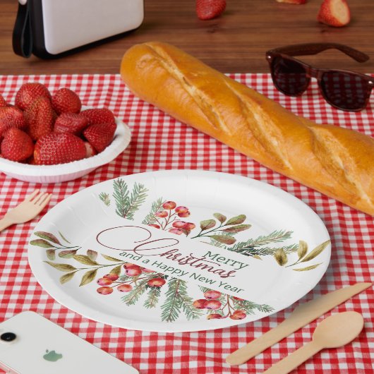 Weihnachten Elegante Wasserfarbe Pappteller (Picknick)