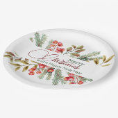 Weihnachten Elegante Wasserfarbe Pappteller (Schrägansicht)