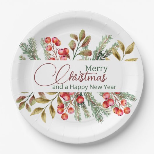 Weihnachten Elegante Wasserfarbe Pappteller (Vorderseite)