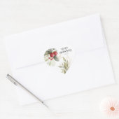 Weihnachten Elegante Watercolor Berry Classic Rund Herz-Aufkleber (Umschlag)