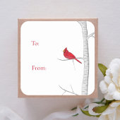 Weihnachten Eleganter Roter Kardinal Winter Birch  Quadratischer Aufkleber