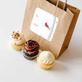 Weihnachten Eleganter Roter Kardinal Winter Birch  Quadratischer Aufkleber