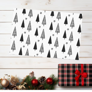 Weihnachten Eleganter Schwarz-weißer Baum Seidenpapier
