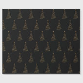 Weihnachten Eleganter Schwarzer und Goldener Tree Geschenkpapier (Flach)