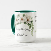 Weihnachten Eleganter Winter Floral Holiday Gesche Tasse (Vorderseite Links)