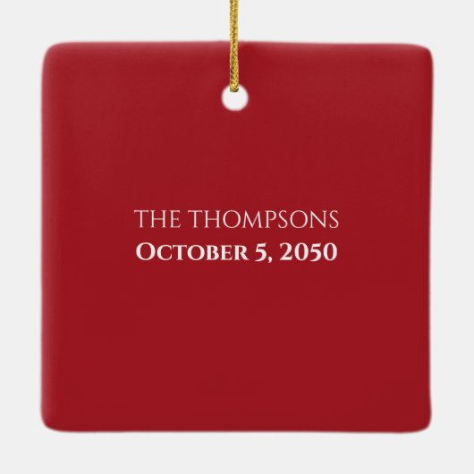 Weihnachten Elegantes Foto Einfache Kalligrafie Keramikornament (Rückseite)