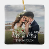 Weihnachten Elegantes Foto Mr. and Mrs Simple Keramikornament (Vorderseite)