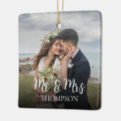 Weihnachten Elegantes Foto Mr. and Mrs Simple Keramikornament (Links)