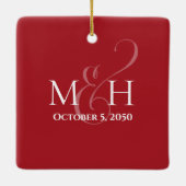 Weihnachten Elegantes Foto Mr. and Mrs Simple Keramikornament (Rückseite)