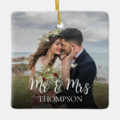 Weihnachten Elegantes Foto Mr. and Mrs Simple Keramikornament (Vorderseite)