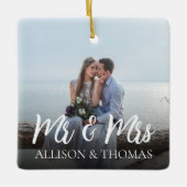 Weihnachten Elegantes Foto Mr. and Mrs Simple Keramikornament (Vorderseite)