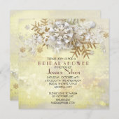 Weihnachten Elegantes Gold Snowflakes Brautparty Einladung (Vorne/Hinten)