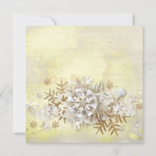 Weihnachten Elegantes Gold Snowflakes Brautparty Einladung (Rückseite)