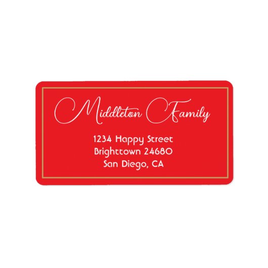 Weihnachten Elegantes Rotes Label Adressaufkleber (Vorne)