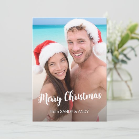 Weihnachten Elegantes Script 2 Side Design Foto (Stehend Vorderseite)