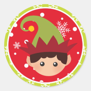 Weihnachten - Elf-Aufkleber (rund) Runder Aufkleber