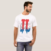 Weihnachten Elf Red Blue Script Snowflake Matching T-Shirt (Vorne ganz)