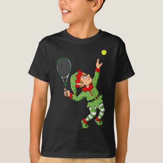 Weihnachten Elf Tennis Spaß Jungen Mädchen Kinder  T-Shirt (Vorderseite)