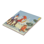 Weihnachten, Elfen im Schneewald Winter Fliese (Seite)