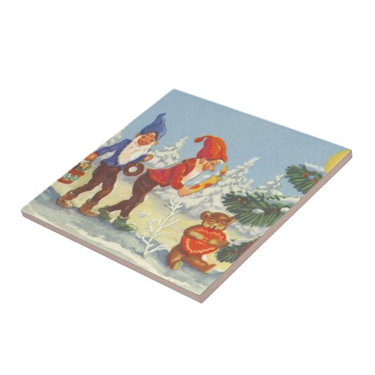 Weihnachten, Elfen im Schneewald Winter Fliese (Seite)