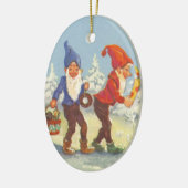 Weihnachten, Elfen im Schneewald Winter Keramik Ornament (Links)