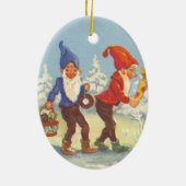 Weihnachten, Elfen im Schneewald Winter Keramik Ornament (Hinten)
