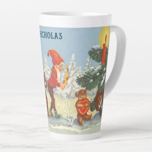 Weihnachten, Elfen im Schneewald Winter Milchtasse (Rechte Ecke)