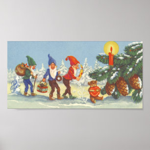 Weihnachten, Elfen im Schneewald Winter Poster