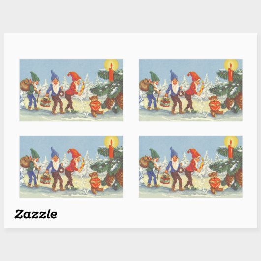 Weihnachten, Elfen im Schneewald Winter Rechteckiger Aufkleber (Blatt)