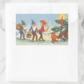 Weihnachten, Elfen im Schneewald Winter Rechteckiger Aufkleber (Tasche)