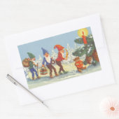 Weihnachten, Elfen im Schneewald Winter Rechteckiger Aufkleber (Umschlag)