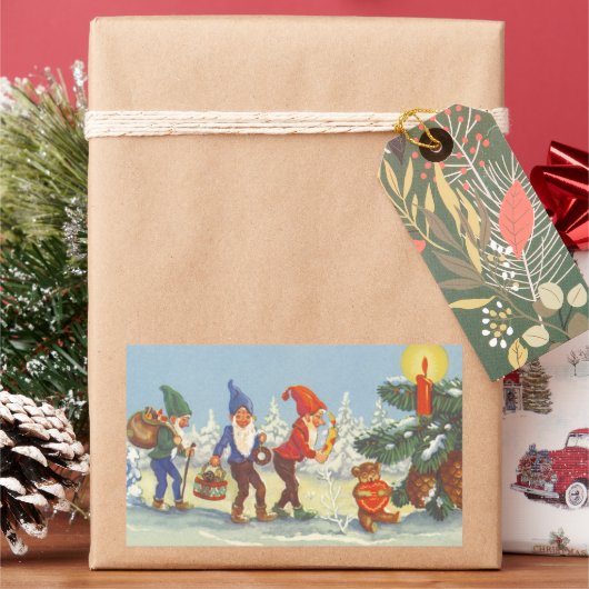 Weihnachten, Elfen im Schneewald Winter Rechteckiger Aufkleber (Feiertag)