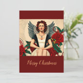 Weihnachten-Engel der 40er Jahre Einladung (Stehend Vorderseite)