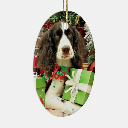 Weihnachten - englischer SpringerSpaniel - Kinzie Keramikornament (Rechts)