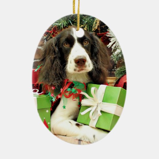 Weihnachten - englischer SpringerSpaniel - Kinzie Keramikornament (Hinten)
