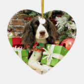 Weihnachten - englischer SpringerSpaniel - Kinzie Keramikornament (Vorne)