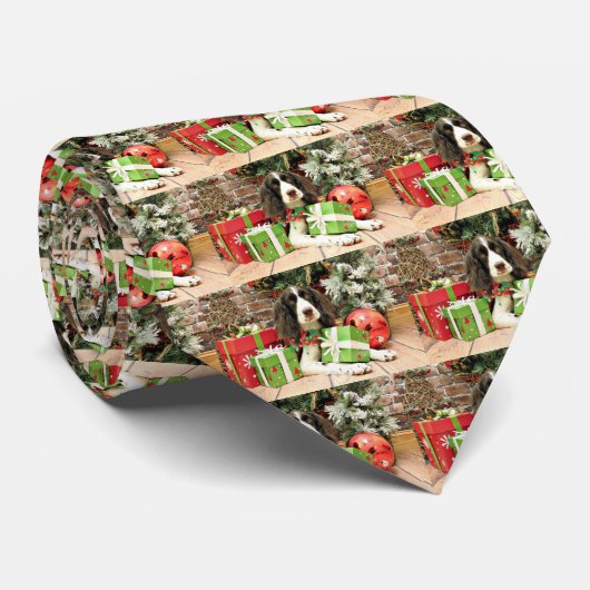 Weihnachten - englischer SpringerSpaniel - Kinzie Krawatte (Gerollt)