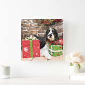 Weihnachten - englischer SpringerSpaniel - Mac Quadratische Wanduhr (Zuhause)