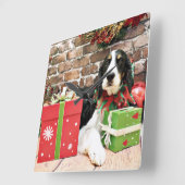 Weihnachten - englischer SpringerSpaniel - Mac Quadratische Wanduhr (Winkel)