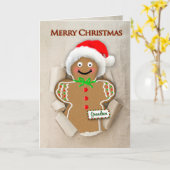 Weihnachten, Enkel, Lebkuchen Mann in Weihnachtsma Karte (Gelbe Blume)