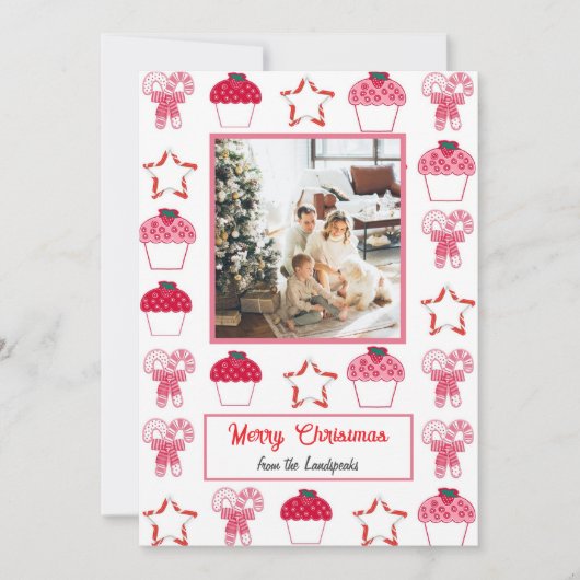 Weihnachten Erdbeere Cupcakes & Zuckerrohre (Vorderseite)