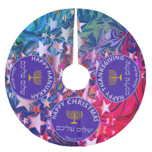 Weihnachten   ERNTEDANK   Hanukkah   KUSTOM Polyester Weihnachtsbaumdecke