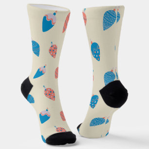 Weihnachten Errötung Rosa und Blau Kugeln Muster Socken