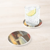 Weihnachten, Erwärmung des Kindes am Kamin Getränkeuntersetzer (Seite)