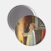 Weihnachten, Erwärmung des Kindes am Kamin Magnet (Vorderseite/Rückseite)