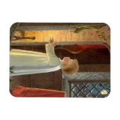 Weihnachten, Erwärmung des Kindes am Kamin Magnet (Horizontal)