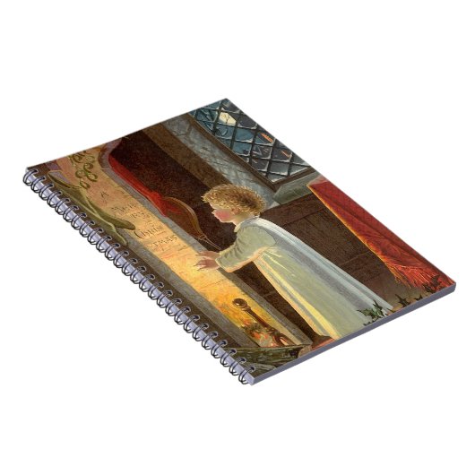 Weihnachten, Erwärmung des Kindes am Kamin Notizblock (Rechte Seite)