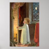Weihnachten, Erwärmung des Kindes am Kamin Poster (Vorne)